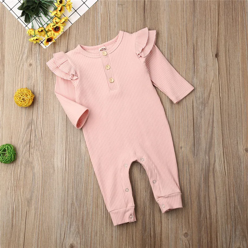 

CANIS baby's rompers Newborn Toddler Baby clothing Girls Boys Romper Jumpsuit solid casual ruffles Outfits Sweater Clothes