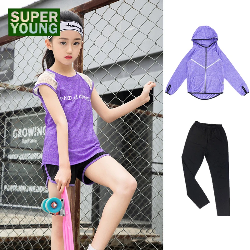 Детская футболка для фитнеса Для девочек спортивный костюм бега спортивные