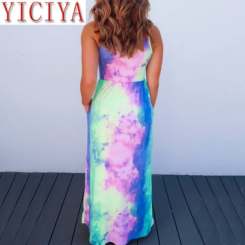 Женское разноцветное платье на бретельках без рукавов Vestidos 2020 хлопковое тонкое