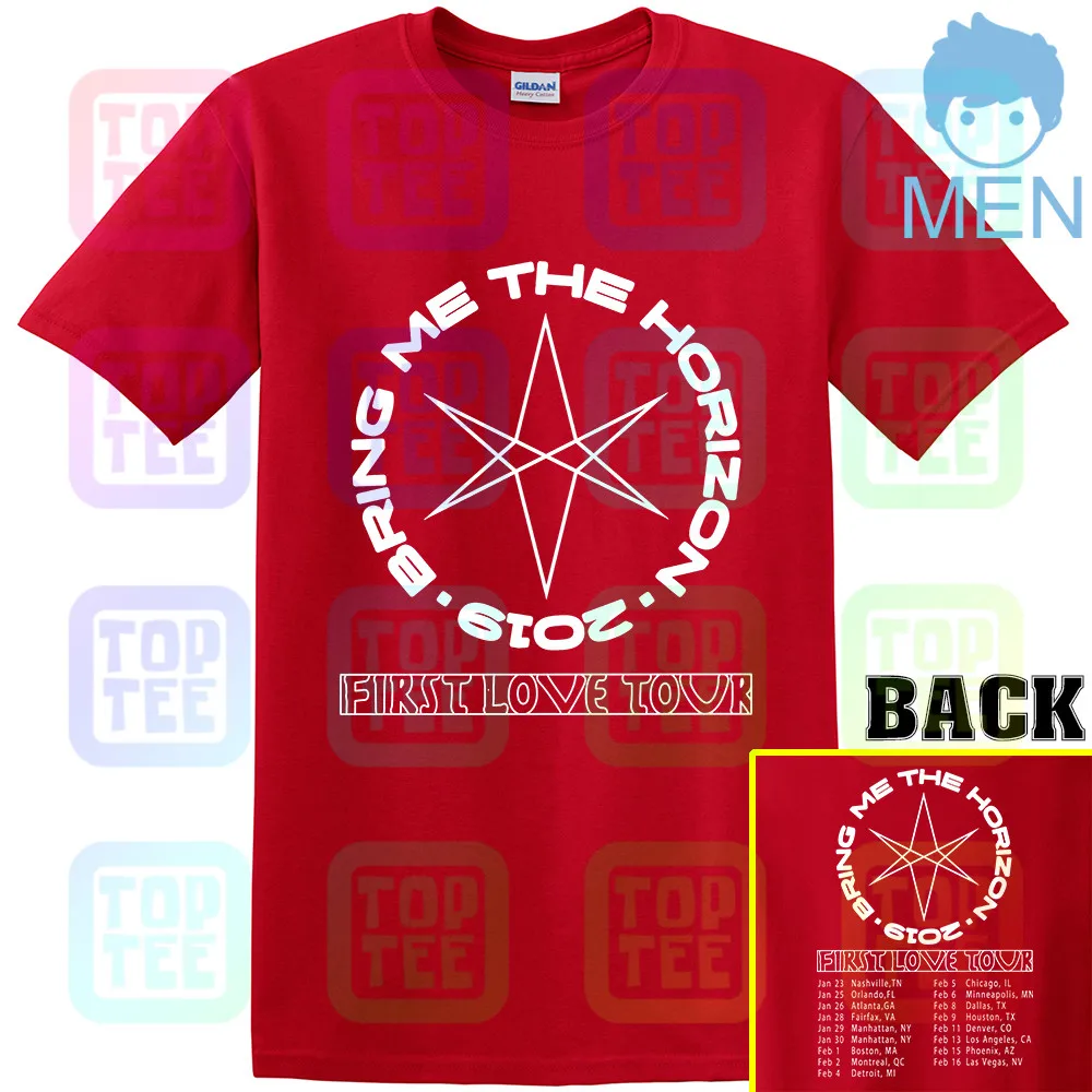 Красный Редкие товары Bring Me the Horizon First Love tour футболка S-3XL - Цвет: Красный