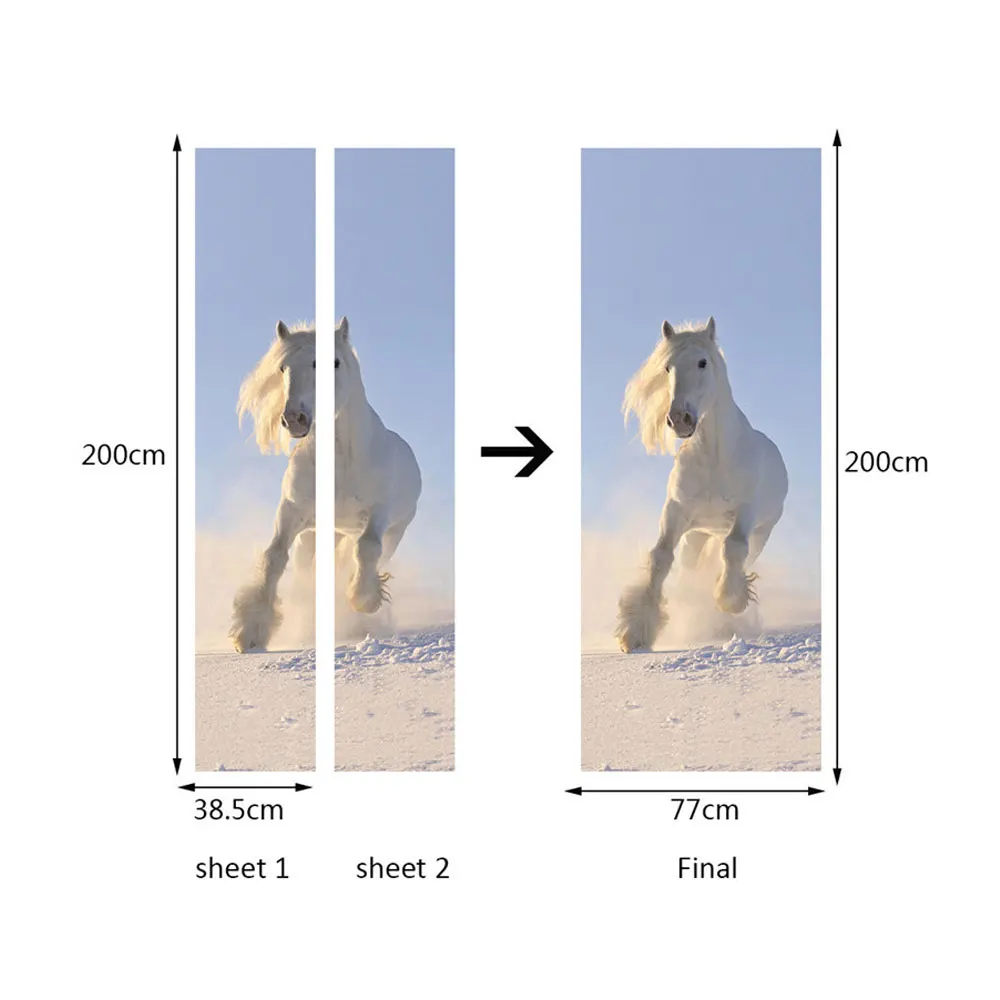 2 шт./компл. художественный декор для двери лошади Креативные 3D наклейки узор