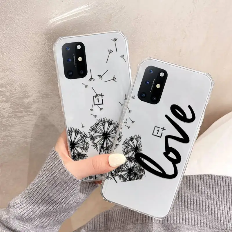 

Dandelion Feather Text Phone Case Transparent for OnePlus 7 9 8 t pro