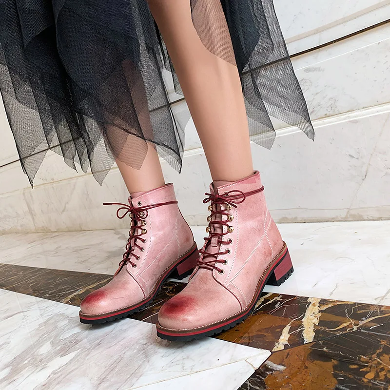 

Женские ботинки-мартинсы из натуральной кожи, большие размеры