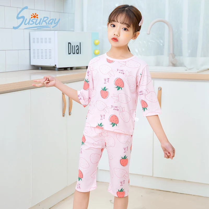 

Susuray Kid Clothes Cartoon Nighty Pajamas for Girls Summer Home Pajamas Suit Baby Sleepwear Clothes Pyjamas Kids Pijamas Sets