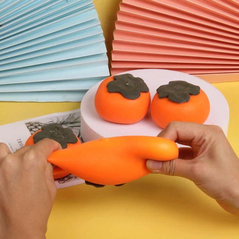 

1pc Squeeze Fidget Toys Antistress Creative Fruit Vent Persimmon Squeeze Toy Slow Rebound Ball Children's Stress Ball Toys Adult