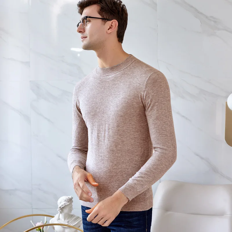 100% Wool 8 Colors Solid Men Winter Sweater Cashmere Soft Breathable O Neck Slim Fit Knitting Pullover Male Casual Sweaters XXL | Мужская