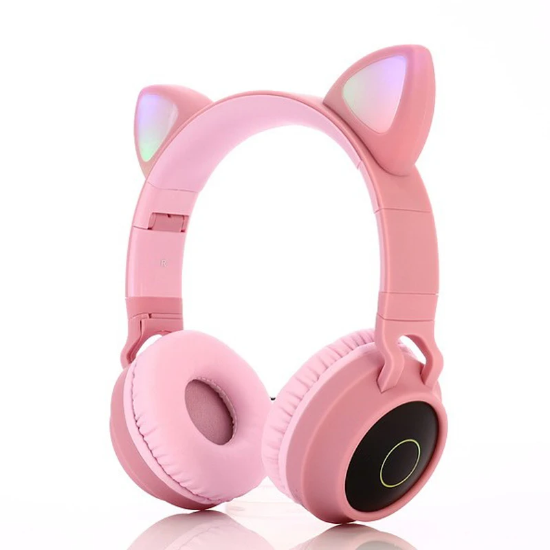 YITEK, новинка, Bluetooth, стерео, кошачьи наушники, мигающие, светящиеся, детские наушники, игровая гарнитура, наушники, поддержка TF карты с микрофоном - Цвет: pink no color box