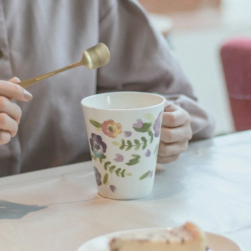 Кружка для кофе из тонкой костяной фарфора цветочный дизайн чашка
