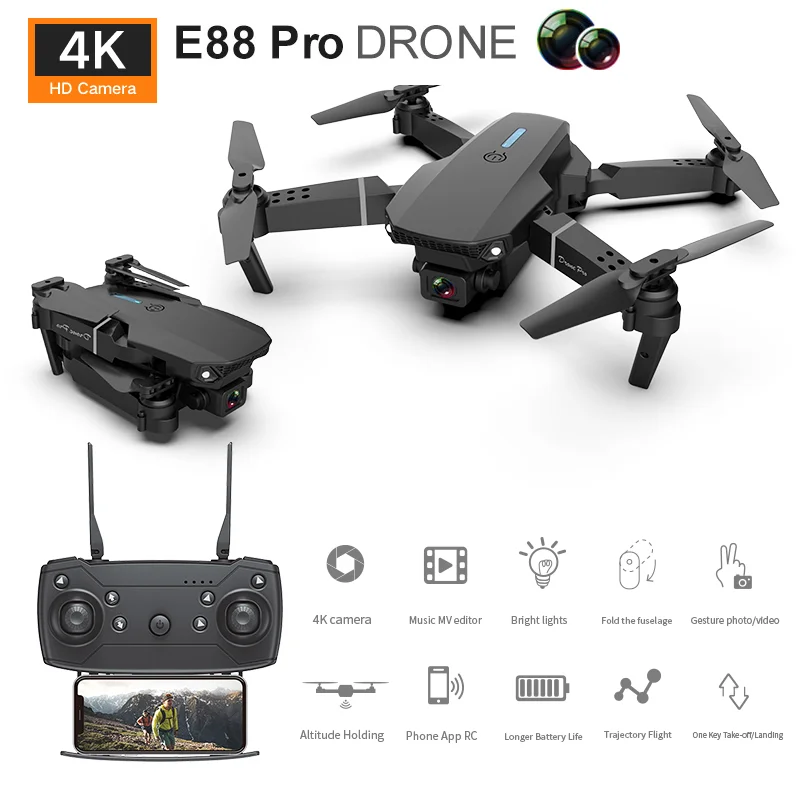 Воздушный микро Дрон GPS HD 4k с фиксированной высотой и двойной камерой