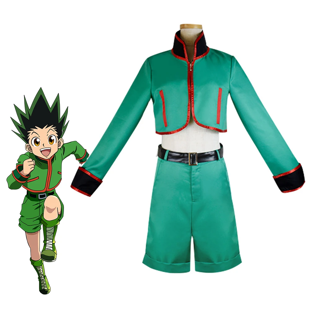 Reneecho Teenagers Gon Freecss Cosplay Adult Men Hunter X Costume Jacket Pants Belt Full Set |