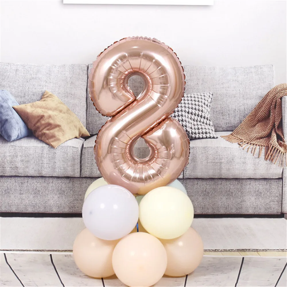 

10pcs/set 32inch Rose Gold Number Foil Balloons Happy Birthday Party Air Ballon Helium Balloon Wedding Decoration Supplies Balon