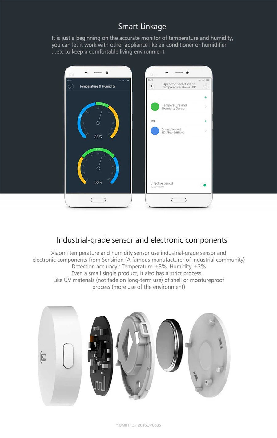 Xiaomi mijia Aqara, умный датчик температуры и влажности воздуха, датчик окружающей среды, работает с Android IOS, приложение Mijia, управление
