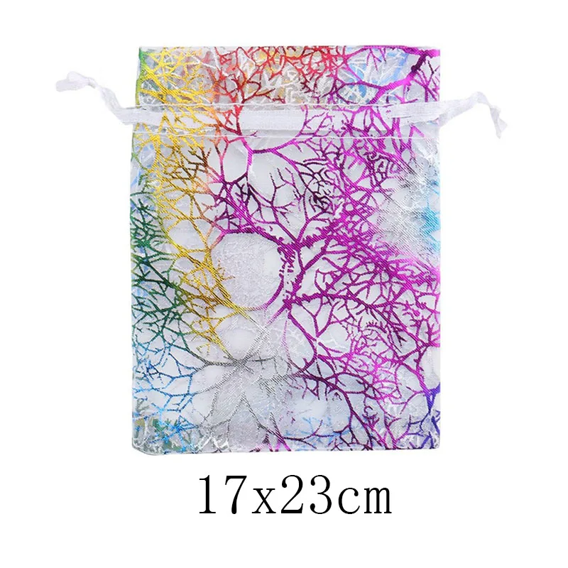 17x23cm white coral 100 шт 7x9 9x12 коралловые бронзовые сумки из органзы Белые и красочные упаковочные сумки для ювелирных изделий свадебные подарочные сумки - Цвет: 17x23cm white coral