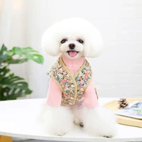 pet clothing autumn and winter new vest teddy small dog cat pet clothes floral cotton heavyvest