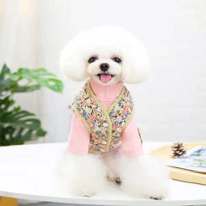 Pet clothing autumn and winter new vest Teddy small dog cat pet clothes floral cotton heavyvest