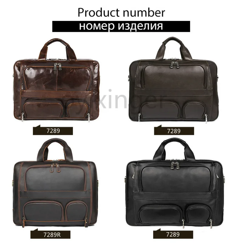 New Men Computer Handbag 100% Real Leather Laptops Large Capacity Travel Briefcase Business 17 Inch Laptop Attache Messenger Bag