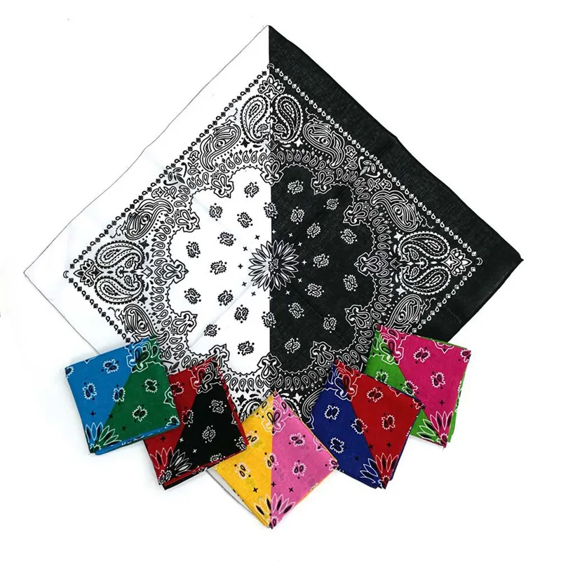 Модный квадратный шарф бандана в стиле хип хоп 100% хлопок размер 54 см * черно