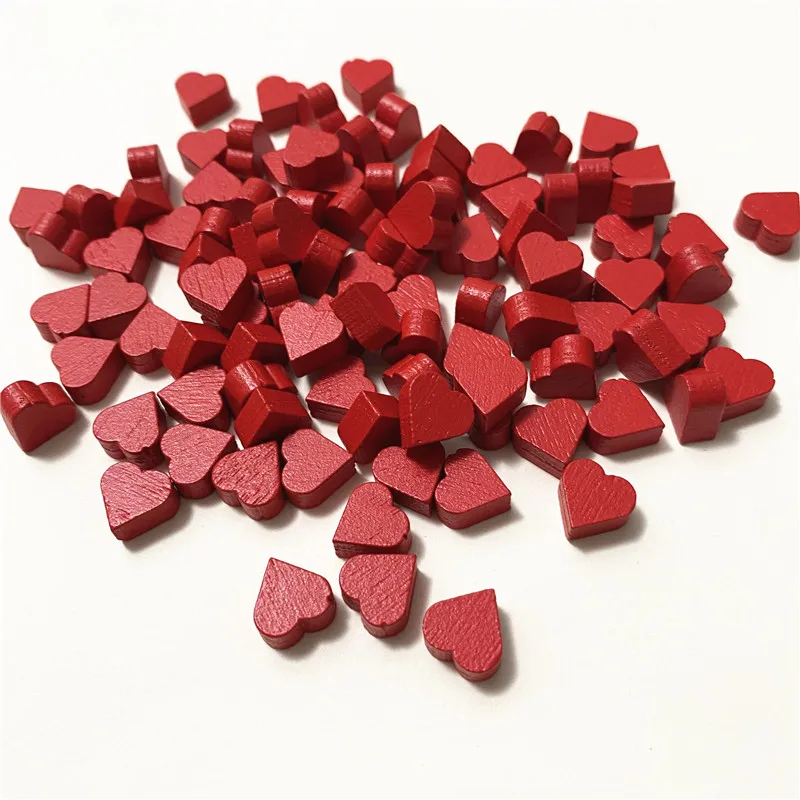 100 шт. 10 мм * 5 Красное сердце в форме пешки дерево Chessman игровые фигурки для жетона