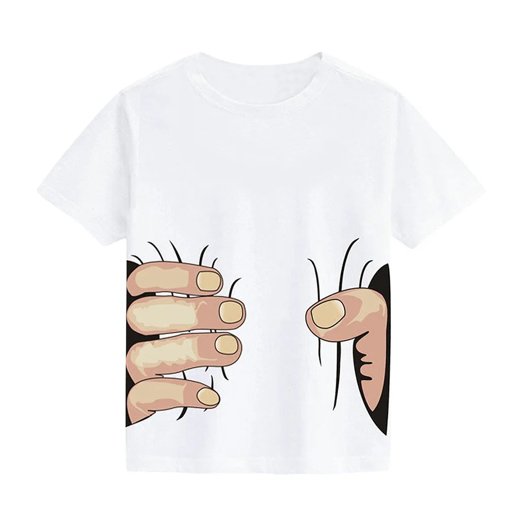 Футболка с изображением пальцев из мультфильма детские Забавные футболки для