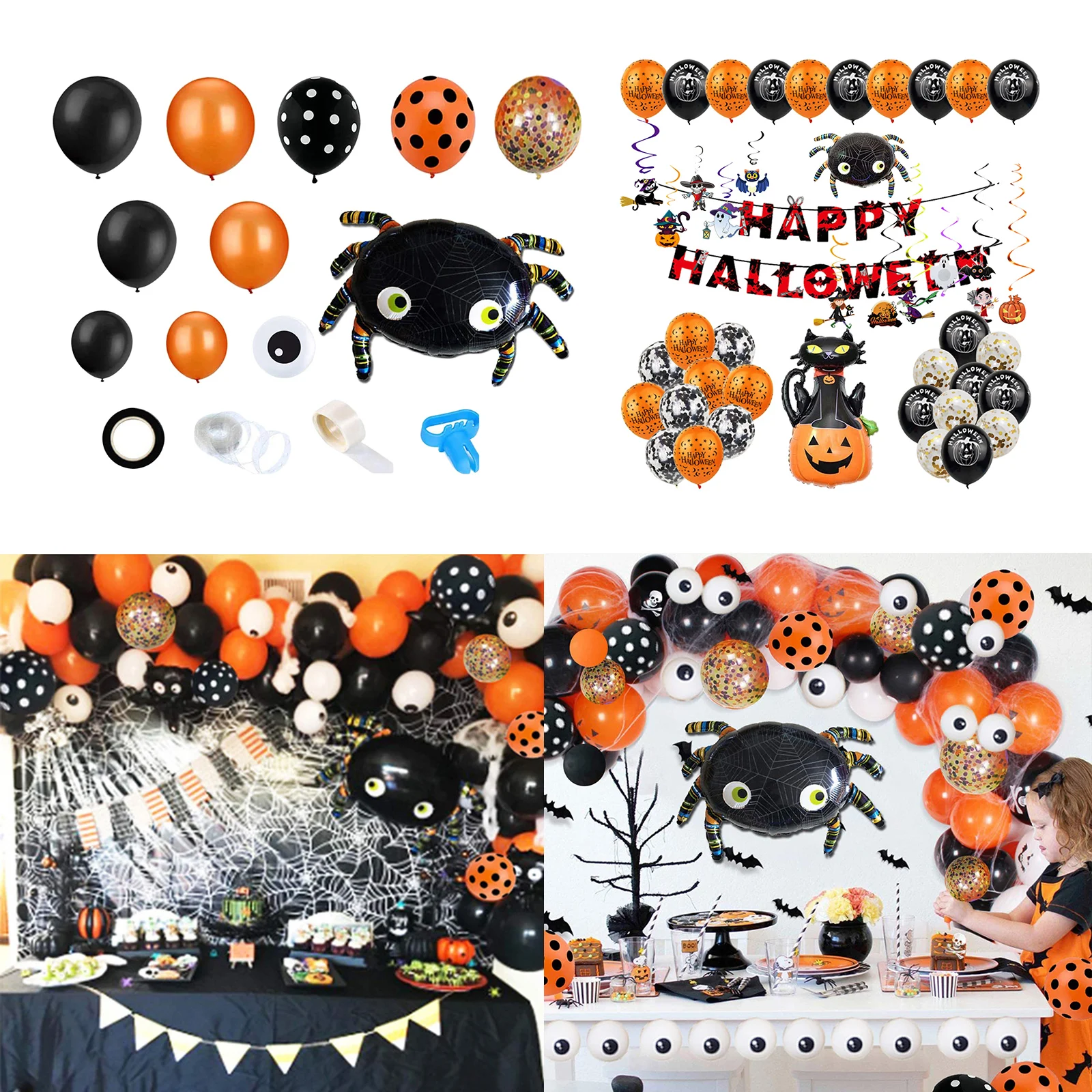 

Черно-оранжевый латексный шар Хэллоуин воздушные шары гирлянда комплект с лентой для темативечерние НКИ маскарадный фон