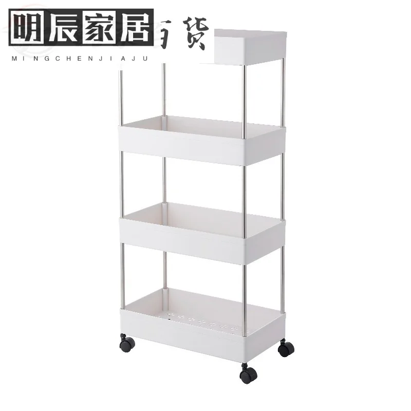 

3/4 Tier Storage Organizer Rack Carrito Organizador Trolley Cart Save Space Kitchen Organizer Bathroom Movable Rack Wheels