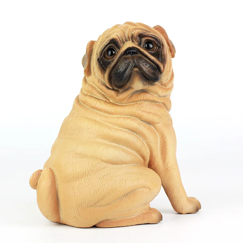 Реалистичная многоразовая пластиковая искусственная мопса собака модель статуя