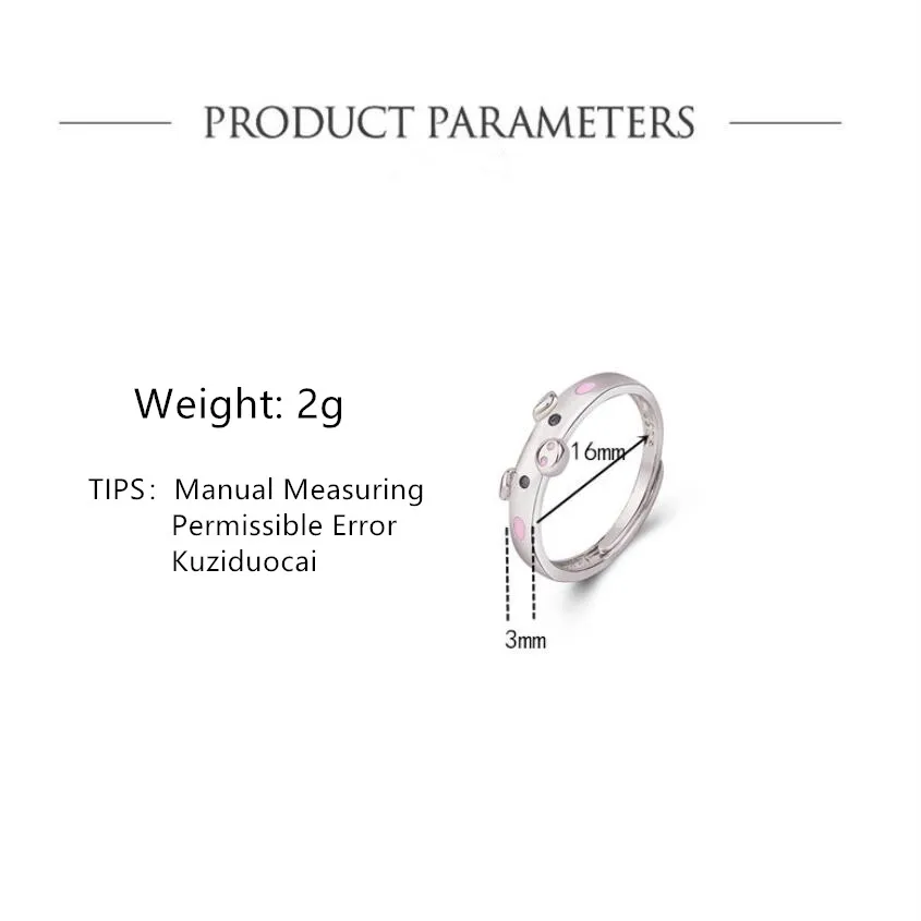 

Exquisite Cute Animal Pig Adjustable Opening Rings For Women Girls 925 Sterling Silver Jewelry Party Gift Rings SAR137