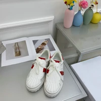 luxury brand women sneaker spring autumn leather lace up desiagn casual and comfortable thick bottom lady little white shoes