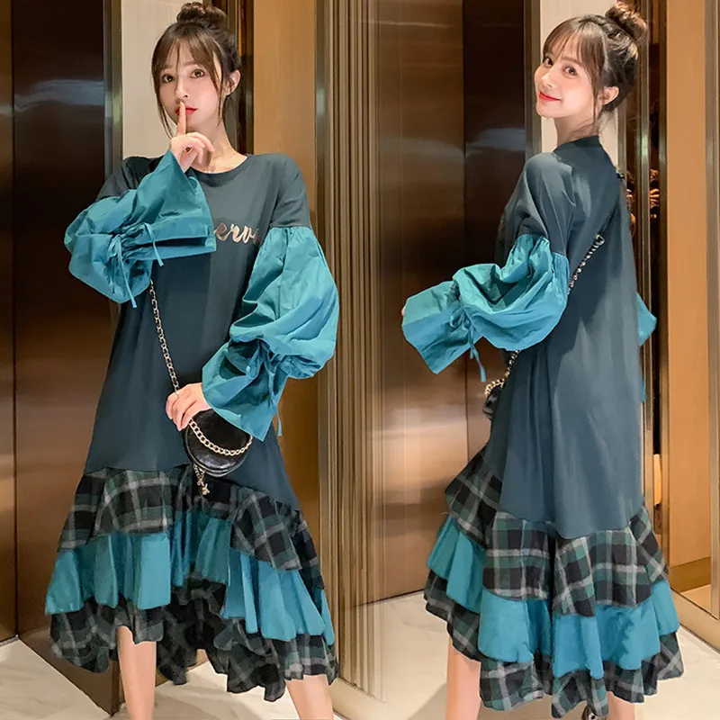 Корейский Chic Lazy Kawaii Женская Длинная толстовка платье размера плюс Сезон весна