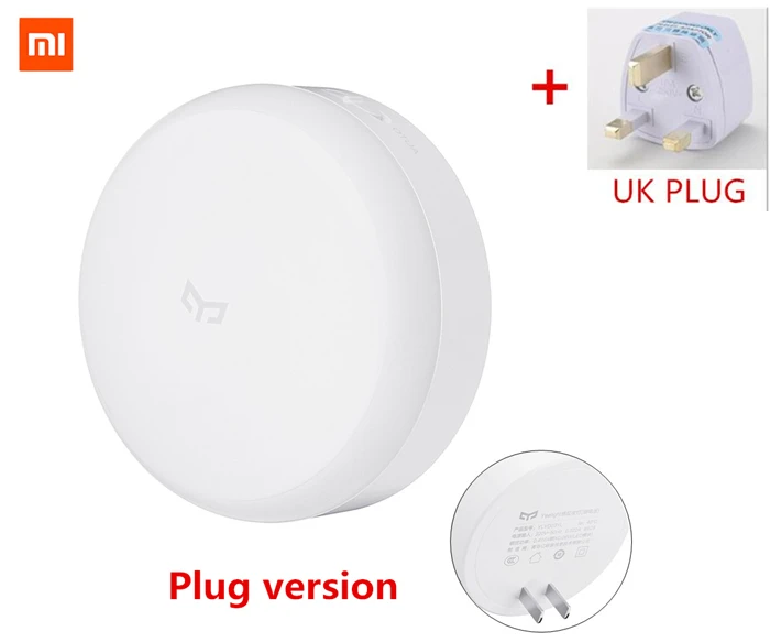 Plug version UK Перезаряжаемый) Xiaomi Mijia Yee светильник светодиодный коридор ночной Светильник Магнитный инфракрасный пульт дистанционного управления датчик движения тела светильник умный дом лампа - Цвет: Plug version UK