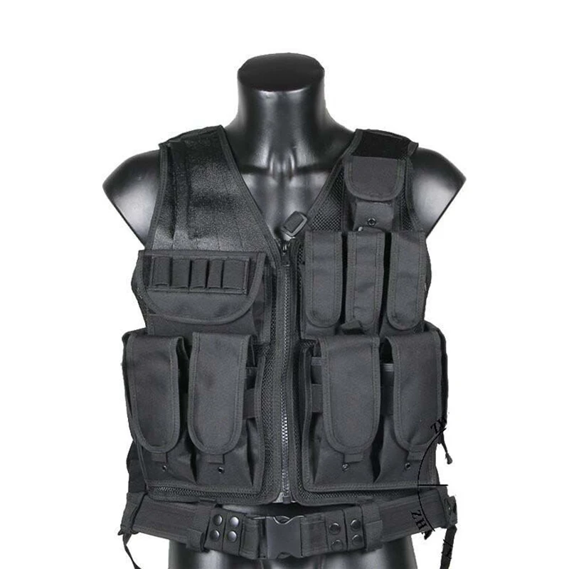 BK Тактический Жилет Molle для страйкбола, боевой жилет для пистолета, тренировочный сетчатый жилет, защитный жилет для охоты - Цвет: BK