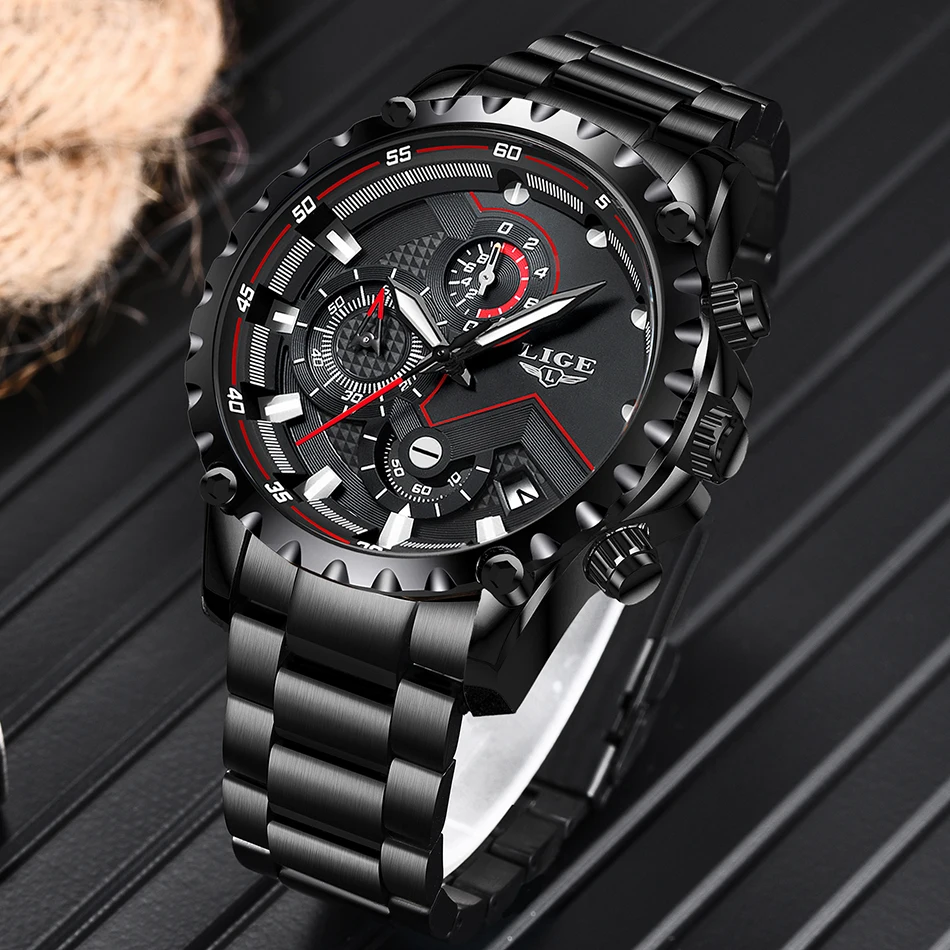 LIGE мужские часы Топ люксовый бренд модные водонепроницаемые кварцевые из