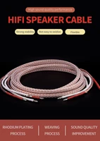 hifi audio cable gold plated bent banana plug to 12tc paddle 24 cores ofc pure copper speaker wire
