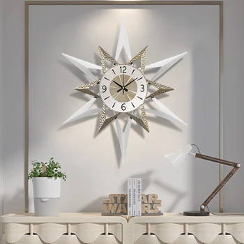 Nordic Wrought Iron Light Luxury Wall Clock Wall Sticker Mural Ornaments Livingroom Home Hotel Wall Hanging Decoration Crafts