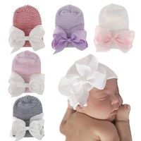 mengna 14pclot newborn baby girls striped bow turban headband headwear toddler soft beanie hat with bow for infant kid headband