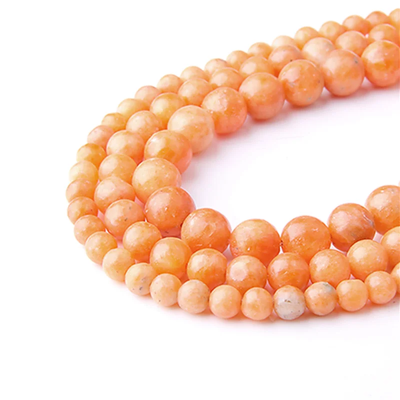 Orange Quartz Бусины Из Натурального флюорита, фиолетовые круглые бусины с драгоценным камнем, 4, 6, 8, 10, 12 мм, выберите размер для изготовления украшений, браслетов, аксессуаров - Цвет: Orange Quartz