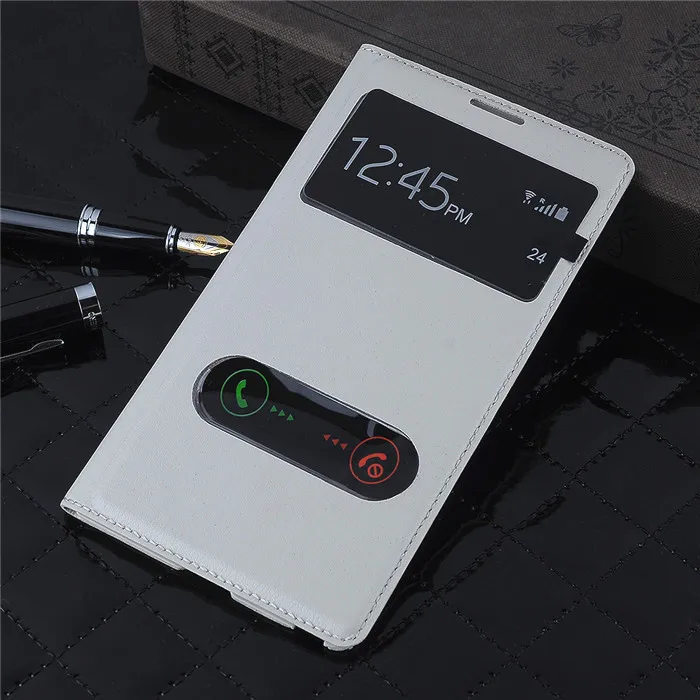 Для samsung Galaxy Note II 2 Note2 NoteII N7100 7100 Smart View Show Флип кожаный чехол s задняя крышка корпус батареи чехол - Цвет: Бежевый