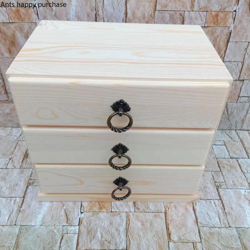 Ящик для хранения из твердой древесины настольный домашний деревянный