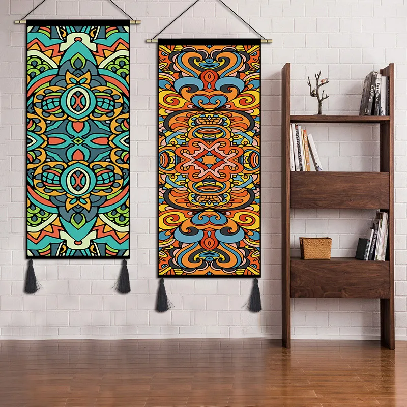 

Folk Art Design Tapestry Traditional Geometry Psychedelic Hanging Tapestry Vintage Abstract Tapiz Pared Indie Room Decor EI50GT