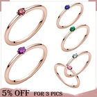 Модные женские кольца из серебра и розового золота с красным и розовым цирконом, ювелирные изделия для помолвки, Подарок на годовщину