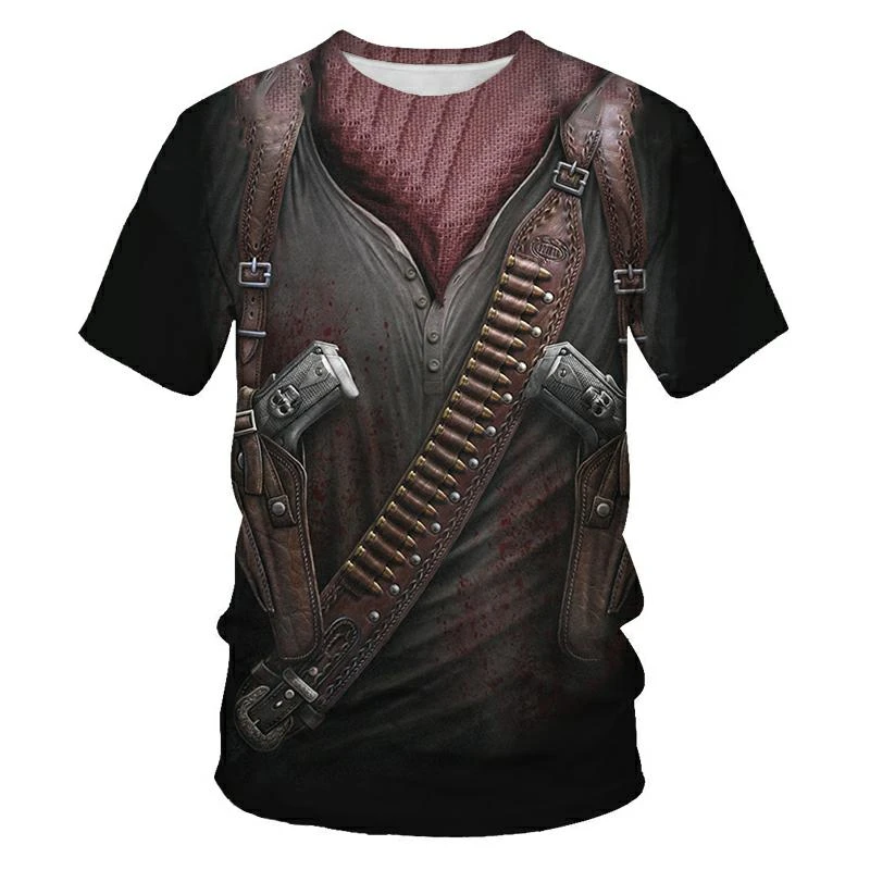 

2021 Summer New Suit Fake Two-Piece Men's Summer Casual 3D T-Shirt