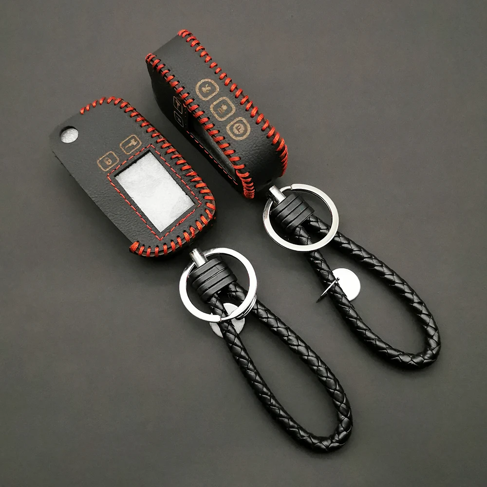 

TW-9010 Stylish Leather Key Case Cover for Tomahawk Folding TW9010 TW9020 TW9030 Car Flip Remote Control Protect Shell