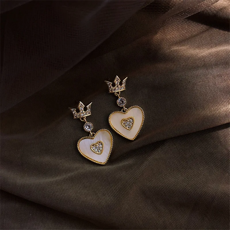 MWsonya новые корейские индивидуальные Стразы Любовь Сердце Подвесные серьги