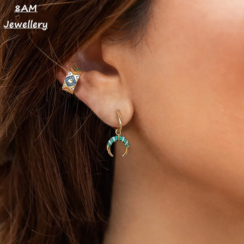 Серебряные Асимметричные Разноцветные полосатые серьги с сережками в стиле