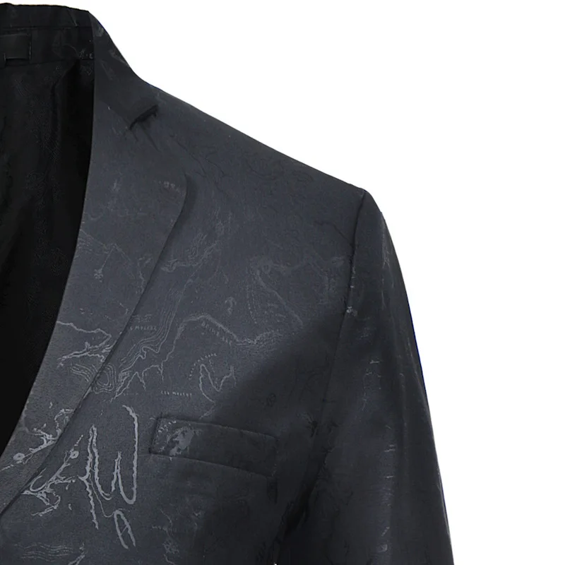 

Mens Black Leaf Blazer Jacket 2019 Brand New Single Breasted Two Button Suit Blazer Men Party Wedding Prom Stage Costumes 4XL