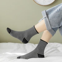 japanese harajuku style stripe kawaii socks women autumn spring hemming pink socks cotton for ladies 120601