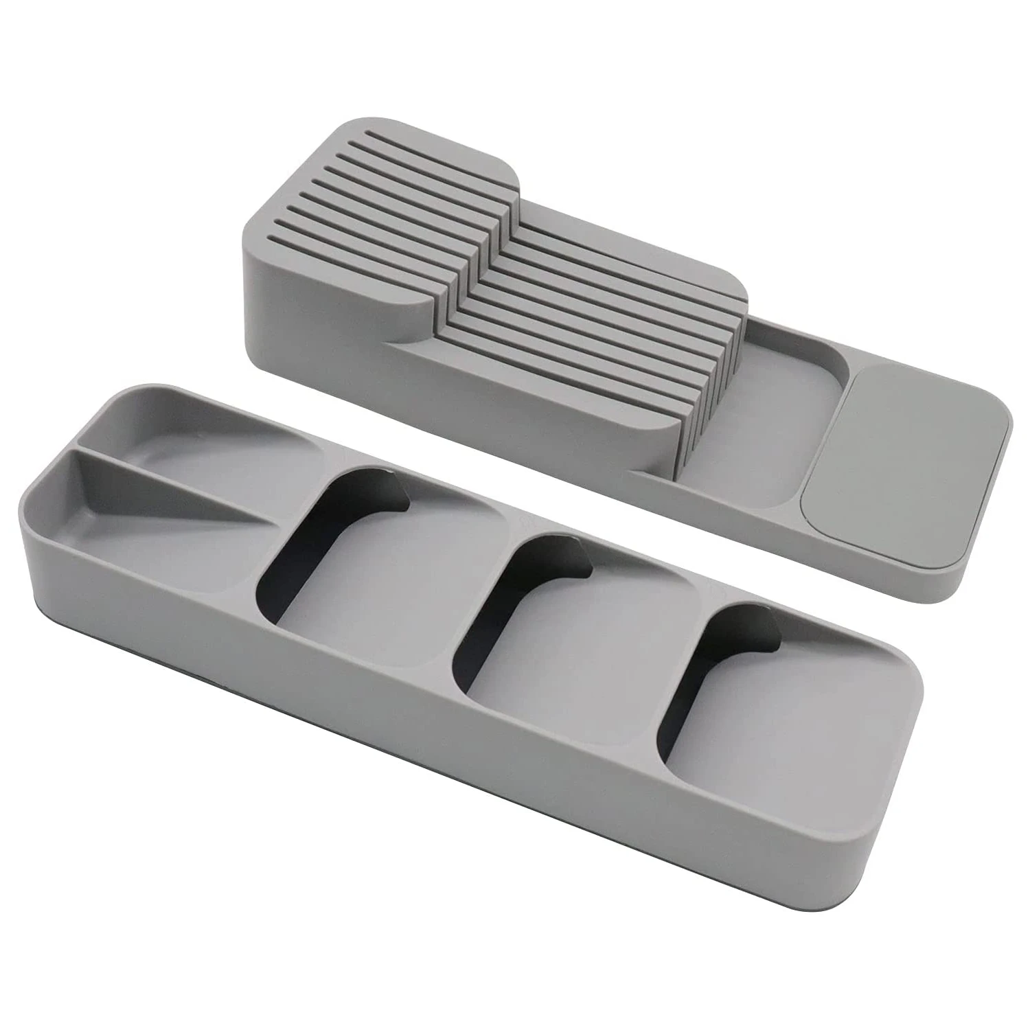 

BalleenShiny 2-piece Set Kitchen Cutlery Storage Box Kitchen Utensils Divider And Organizer Knife Rack Drawer Storage Rack