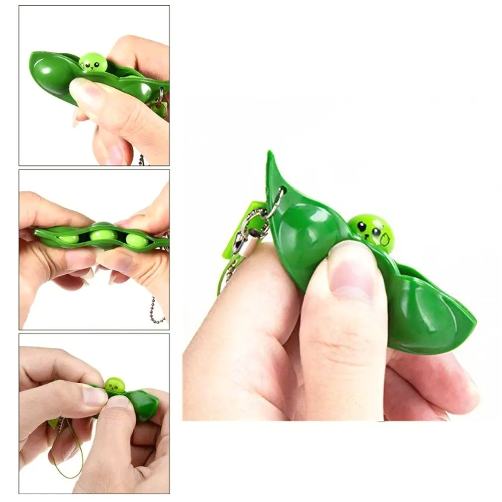 2pcs Fun Expression Edamame Soybean Bean Pea Keychain Phone Charm Stress Relieve Funny Toy Gifts Toys | Игрушки и хобби