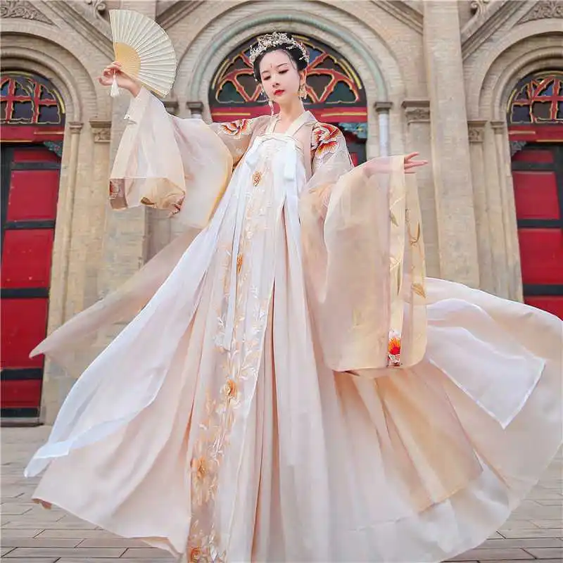 

Женский костюм Hanfu с вышивкой в древнем китайском стиле, Женский костюм для косплея, фотография, полный комплект для женщин, большие размеры ...