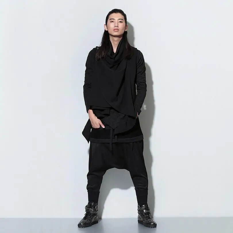 

Pants Large Size Free Shipping Men 's Feet Leisure Harlan Trousers Black Multi-pocket Stage Performance Clothing / M-xl